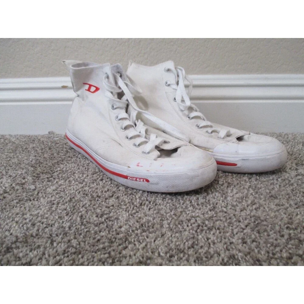 Diesel Mens Canvas High Top Sneakers Mens 12 White